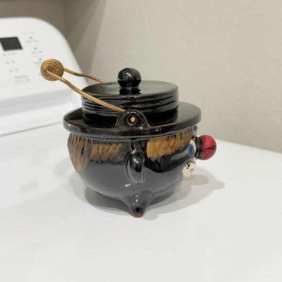 1940's Thames Red Ware Americana Clown Face Grease Pot - Picture 8 of 16